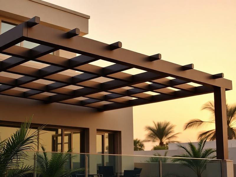 Architectural Pergola — Textured Bronze, Abu Dhabi, UAE