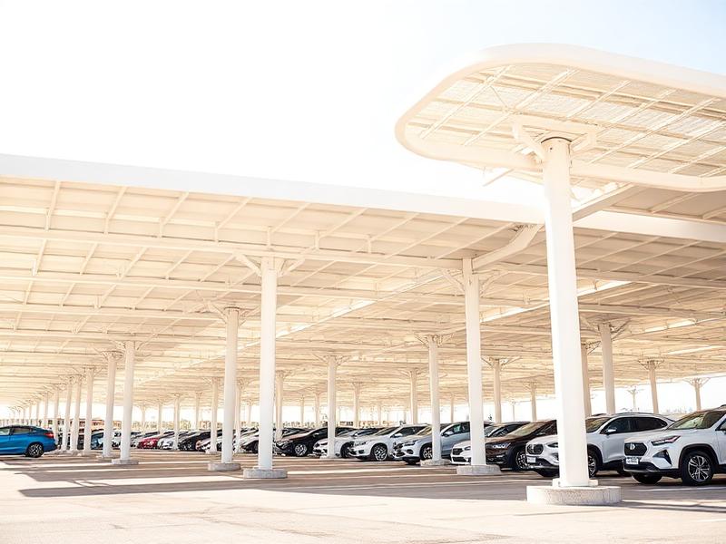Parking Shade Structures — Pure White RAL 9010, Abu Dhabi, UAE